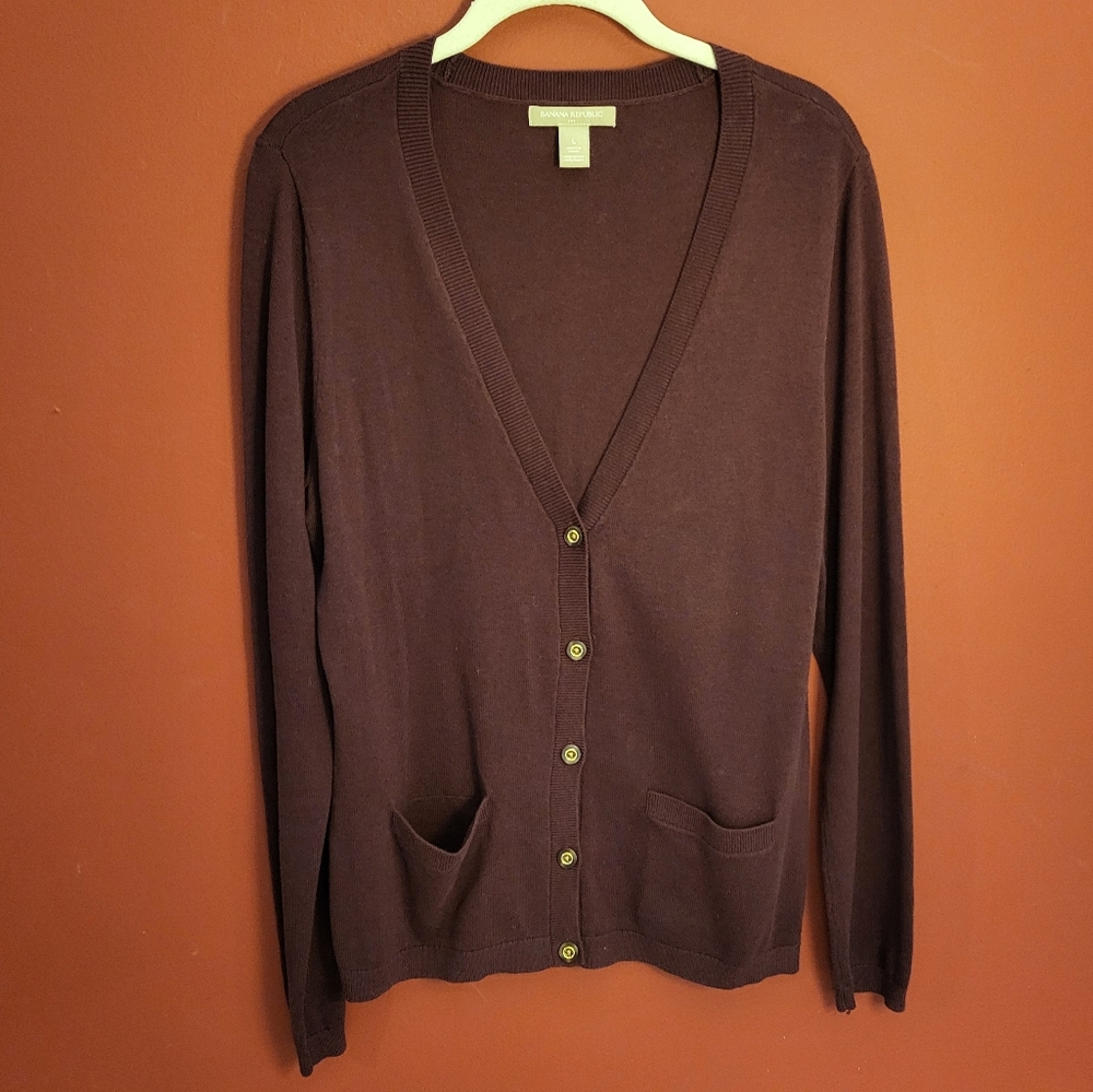 Deep Purple, Large, Banana Republic Cardigan